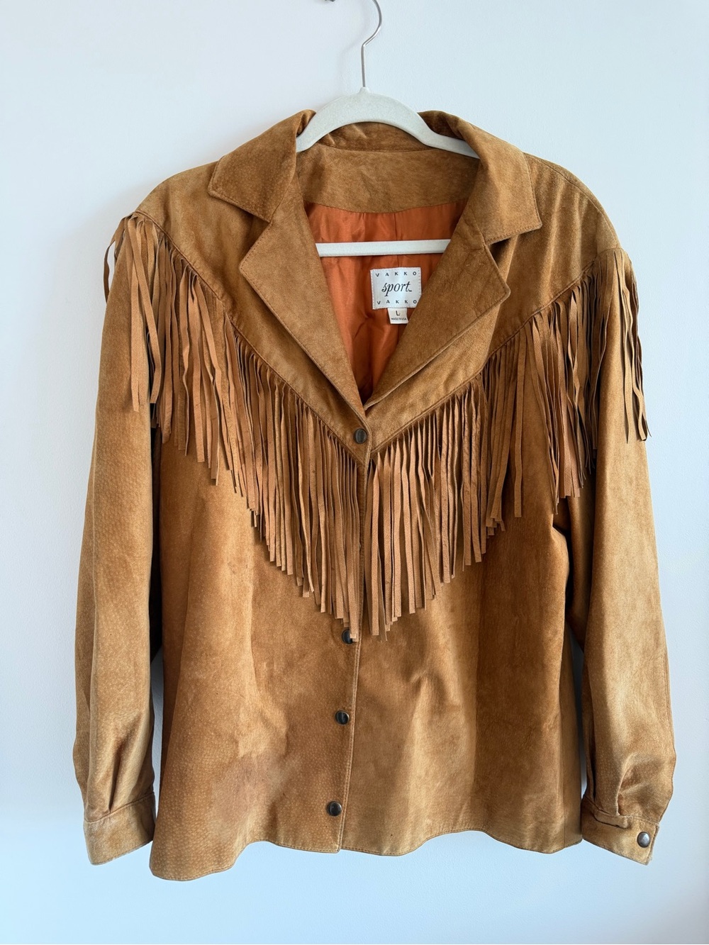 VAKKO Fringe Suede Jacket in Brown